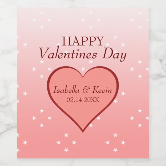 rosa Herz Weinetikett (Einzelnes Label)