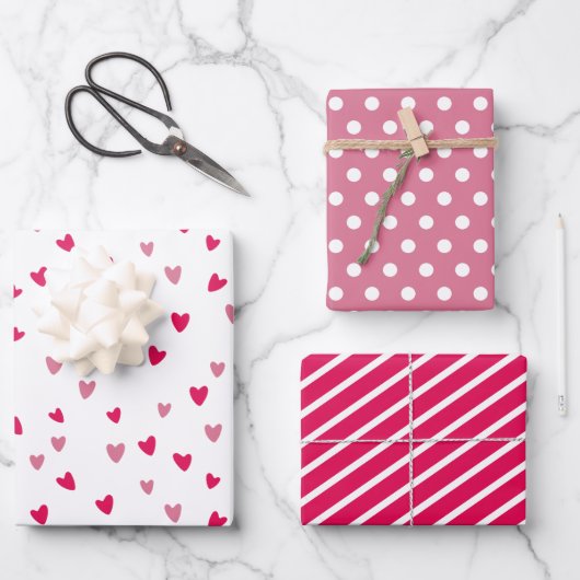 Rosa Herz-Wrap-Papier-Set | Süße Geschenkverpackun Geschenkpapier Set (Vorderseite)
