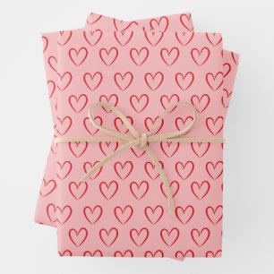 Rosa Herz-Wrapppapier-Set  Geschenkpapier Set