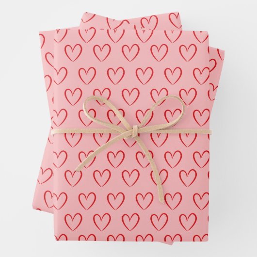Rosa Herz-Wrapppapier-Set  Geschenkpapier Set (Beispiel)