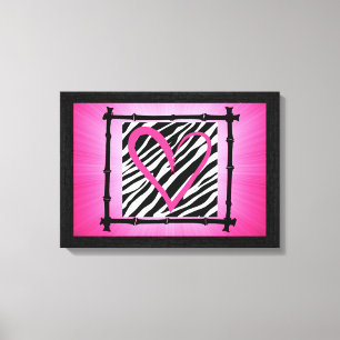 Rosa Herz Zebra Kunstschätze Leinwanddruck