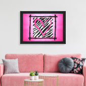 Rosa Herz Zebra Kunstschätze Leinwanddruck (Insitu (Wohnzimmer))