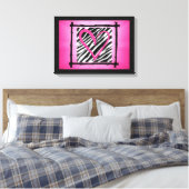 Rosa Herz Zebra Kunstschätze Leinwanddruck (Insitu (Schlafzimmer))