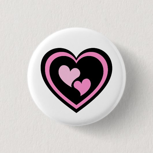 Rosa Herzaufkleber. Button (Vorderseite)
