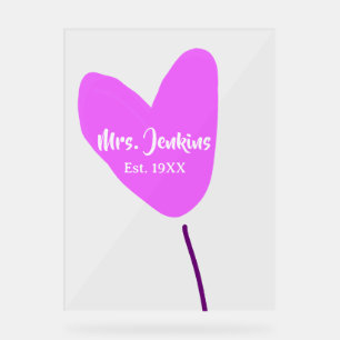 Rosa Herzballon Frau Name Est. Jahr Liebe Acrylschild