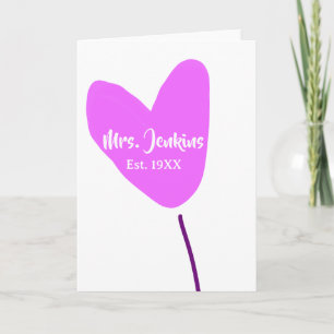Rosa Herzballon Frau Name Est. Jahr Liebe Karte