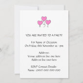 Rosa Herzballon mit schwarzer Kontur. Einladung (Rückseite)