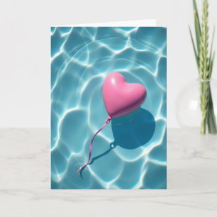 Rosa Herzballon Sommerkarte Karte