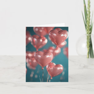 Rosa Herzballons Valentinsgruß Feiertagskarte