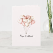 Rosa Herzballons Valentinstag   Karte (Vorderseite)