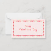 Rosa Herzbiene Mein Mini Valentine Mitteilungskarte (Rückseite)