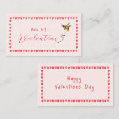 Rosa Herzbiene Mein Mini Valentine Mitteilungskarte (Vorne/Hinten)