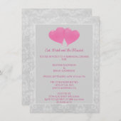 Rosa Herzblasen Probe Abendessen Einladung (Vorne/Hinten)