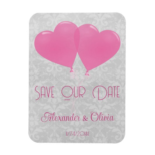Rosa Herzblasen speichern das Datum Magnet (Vertikal)