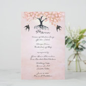 Rosa Herzblatt-Baum-Hochzeitsmenü (Stehend Vorderseite)