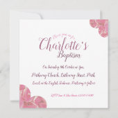 Rosa Herzblätter Mädchen Taufe einladen Einladung (Rückseite)
