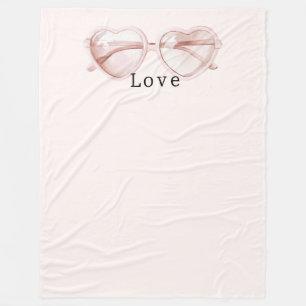 Rosa Herzbrille Liebe Fleecedecke