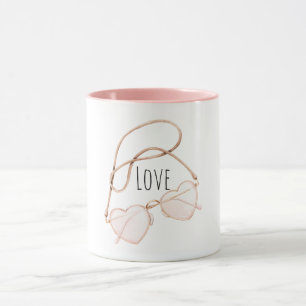 Rosa Herzbrille Tasse