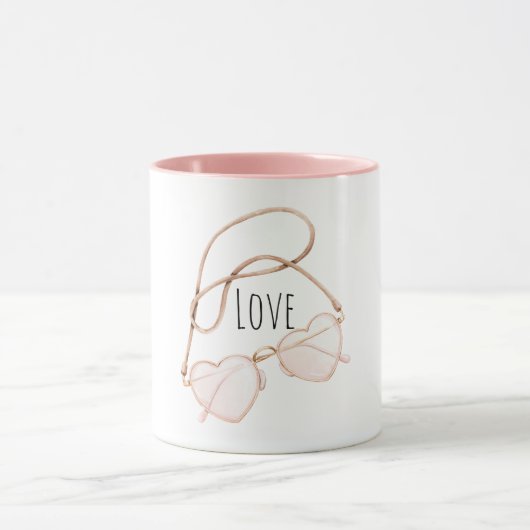 Rosa Herzbrille Tasse (Zentrum)