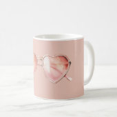 Rosa Herzbrille Zitat Kaffeetasse (VorderseiteRechts)