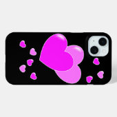 Rosa Herzchen auf Schwarz Case-Mate iPhone Hülle (Rückseite (Horizontal))