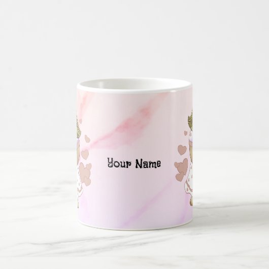 Rosa Herzchen Betsy Bären Tasse (Mittel)