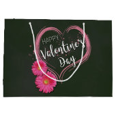 Rosa Herzchen Blume Valentinstag Große Geschenktas Geschenktüte (Rückseite)