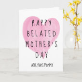 Rosa Herzchen glücklich Belated Mother Day Karte (Gelbe Blume)