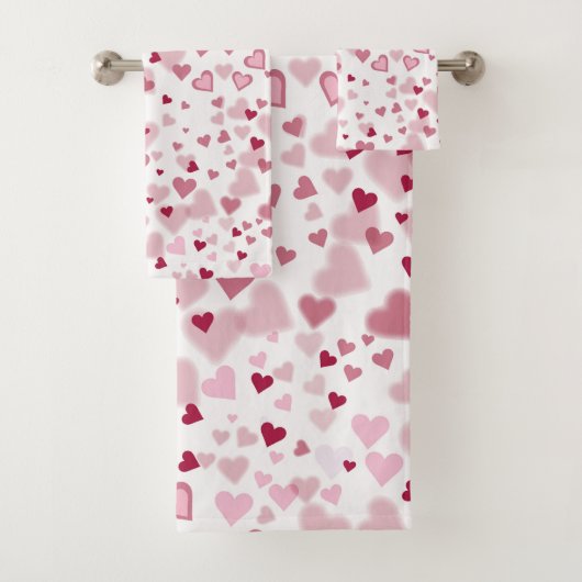Rosa Herzchen Muster Badhandtuch Set (Insitu)