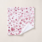 Rosa Herzchen Muster Badhandtuch Set (Waschlappen)