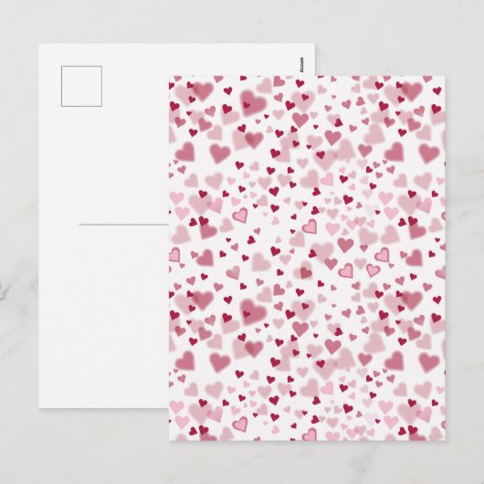 Rosa Herzchen-Muster Feiertagspostkarte (Vorne/Hinten)