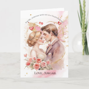 Rosa Herzchen Valentine's Tageskarte für sie Feiertagskarte