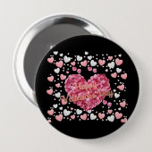 Rosa Herzchen Valentinstag Button (Vorne & Hinten)