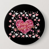 Rosa Herzchen Valentinstag Button (Vorderseite)
