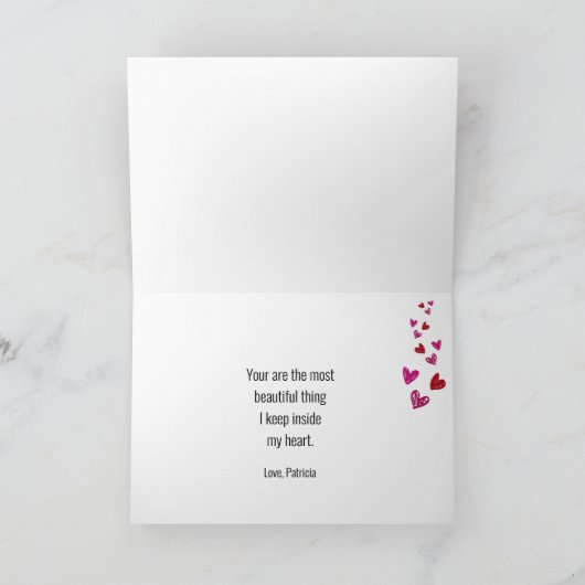 Rosa Herzchen Valentinstag Foto Scribbled Karte (Innenseite)