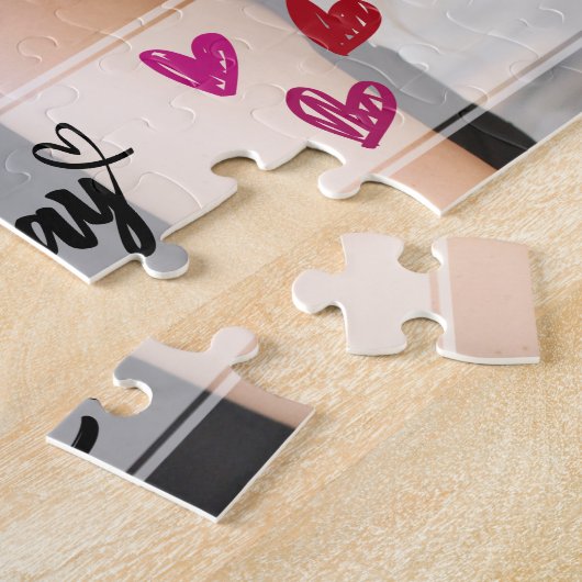Rosa Herzchen Valentinstag Foto Scribbled Puzzle (Seite)
