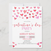 Rosa Herzchen Valentinstag Galentinstag Einladung (Vorderseite)