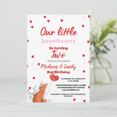 Rosa Herzchen Valentinstag Geburtstag Sweetheart Einladung (Stehend Vorderseite)