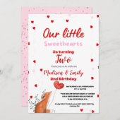 Rosa Herzchen Valentinstag Geburtstag Sweetheart Einladung (Vorne/Hinten)