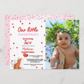 Rosa Herzchen Valentinstag Geburtstag Sweetheart Einladung (Vorne/Hinten)