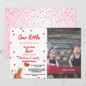 Rosa Herzchen Valentinstag Geburtstag Sweetheart Einladung (Vorne/Hinten)