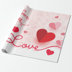 Rosa Herzchen Valentinstag Geschenkpapier