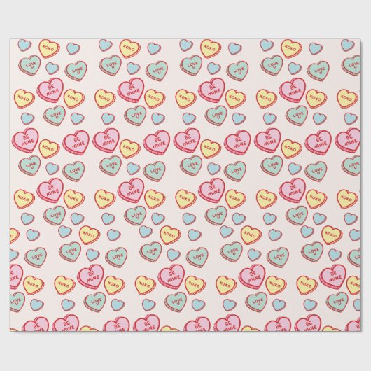 Rosa Herzchen Valentinstag Geschenkpapier (Flach)