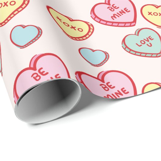 Rosa Herzchen Valentinstag Geschenkpapier (Rolleneckpunkt)