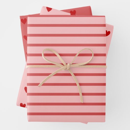 Rosa Herzchen Valentinstag Geschenkpapier Set (Beispiel)