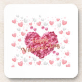 Rosa Herzchen Valentinstag Getränkeuntersetzer (Vorderseite)