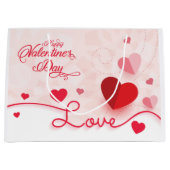 Rosa Herzchen Valentinstag Große Geschenktüte (Vorderseite)