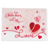 Rosa Herzchen Valentinstag Große Geschenktüte (Rückseite)