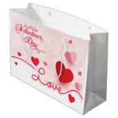 Rosa Herzchen Valentinstag Große Geschenktüte (Rückseite Schrägansicht)