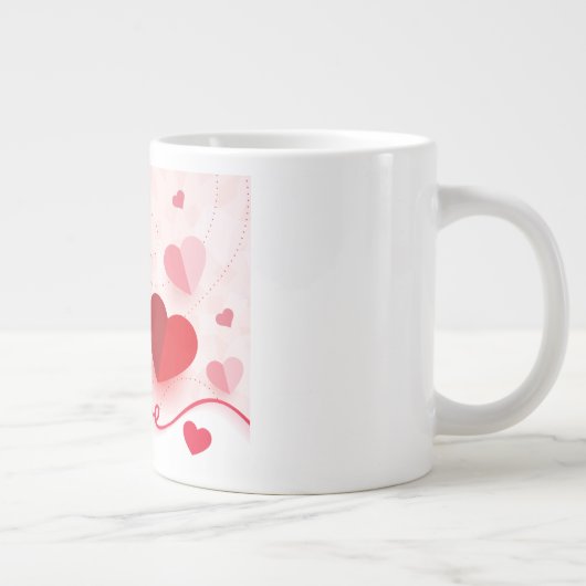 Rosa Herzchen Valentinstag Jumbo-Tasse (Rechts)
